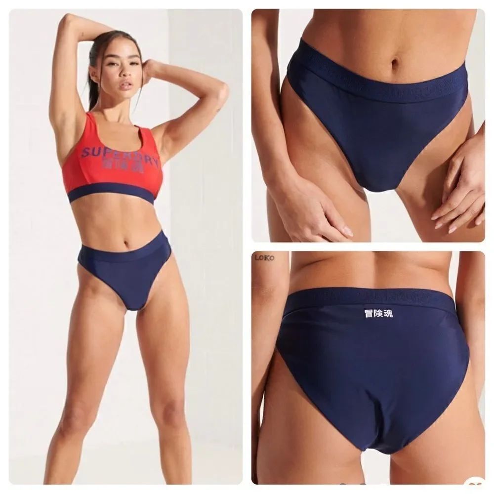 Superdry Sport Bikini Brief Rich Navy Size 6 NWT